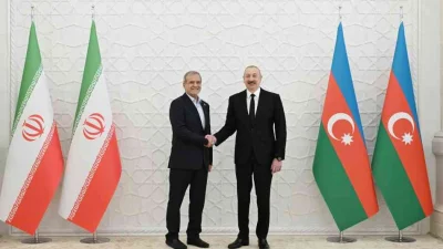 Azerbaycan Cumhurbaşkanı Aliyev, İranlı mevkidaşı Pezeşkiyan ile düzenlediği ortak basın