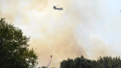 İzmir’in Bornova ilçesinde tarım arazisinde başlayan yangın ormanlık alana yayıldı;