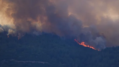  İzmir'in Ödemiş ilçesindeki orman yangını kontrol altına alınmaya çalışılıyor.