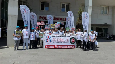 İstanbul'da Öz Sağlık-İş üyeleri, aylardır imzalanmayan Kamu Çerçeve Protokolü'ne tepki