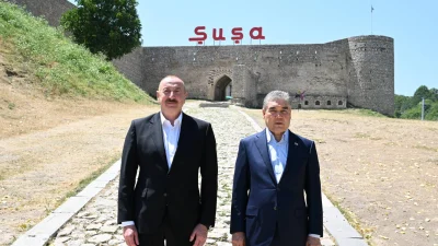Türkmenistan Milli Lideri Berdimuhammedov, Azerbaycan Cumhurbaşkanı Aliyev ile birlikte Karabağ