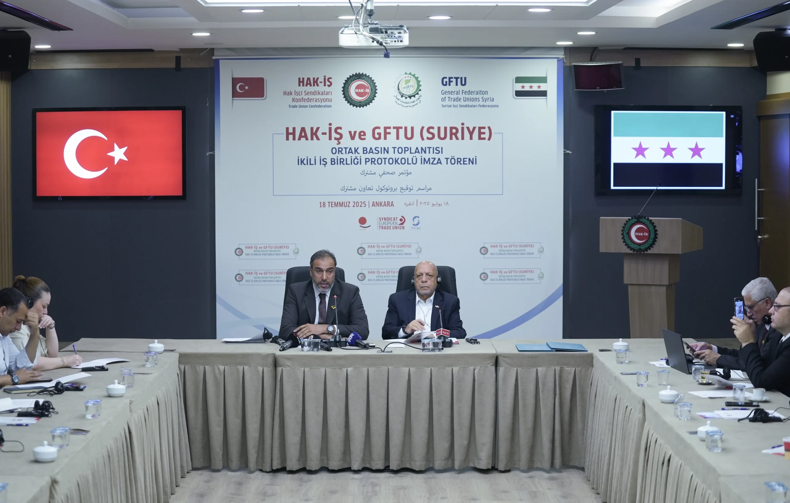 HAK-İŞ ile Suriye Sendikalar Federasyonu arasında siyasi, toplumsal ve çalışma