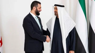  Suriye Cumhurbaşkanı Şara ile BAE Devlet Başkanı Bin Zayid,