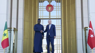 Cumhurbaşkanı Erdoğan, Senegal Başbakanı Ousmane Sonko’yu Cumhurbaşkanlığı Külliyesi’nde resmi törenle