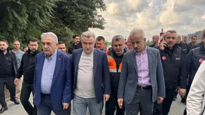 Rize’de etkili olan sağanak sonrası bölgede inceleme yapan Bakanlar Uraloğlu