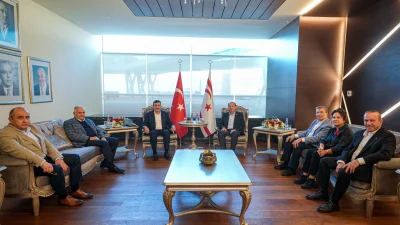 Cumhurbaşkanı Yardımcısı Yılmaz, KKTC lideri Ersin Tatar ile görüşmesinde Türkiye-KKTC