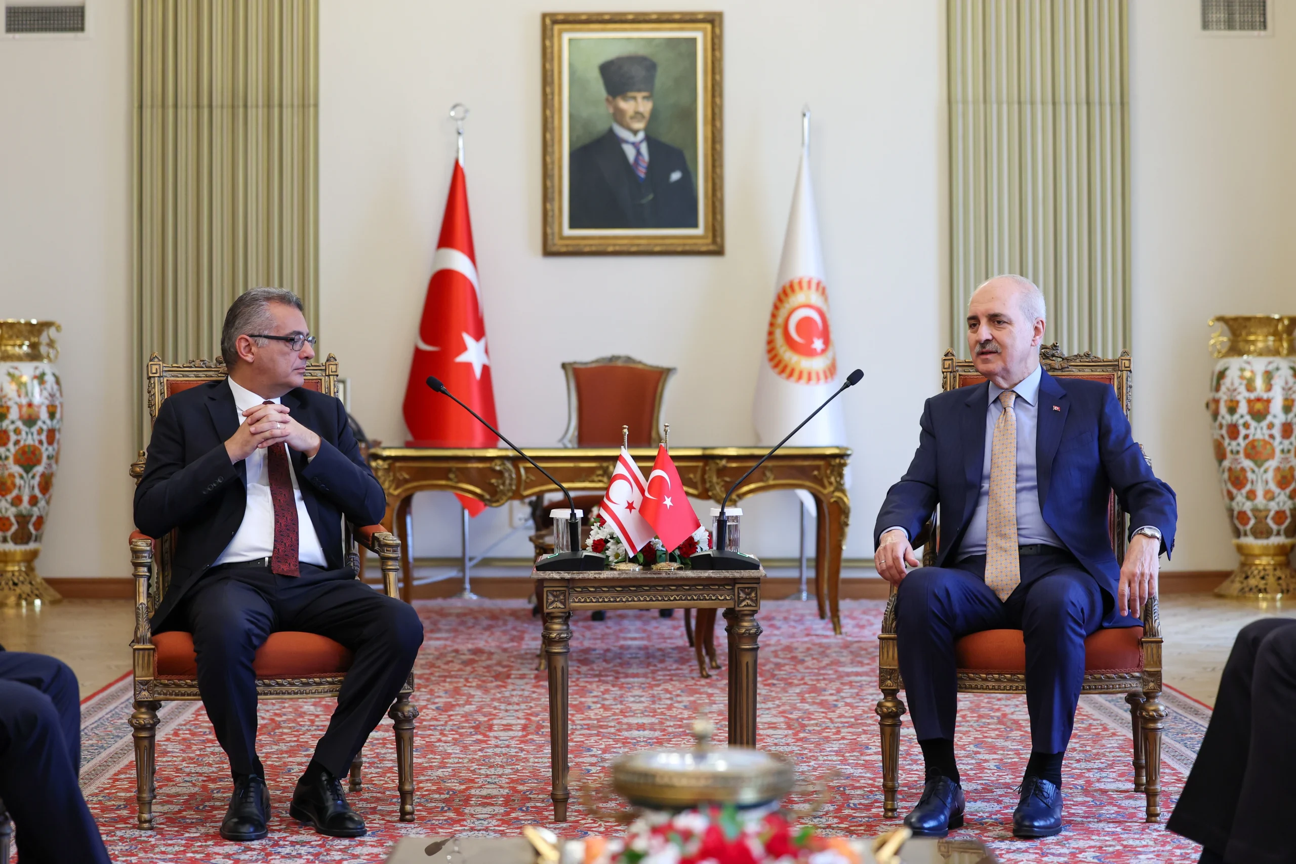 TBMM Başkanı Kurtulmuş, KKTC Cumhurbaşkanı Erhürman’ı ağırladı. Görüşmede Kıbrıs davası,