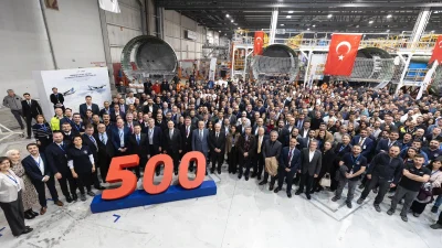 TUSAŞ, Airbus A320 uçakları için ürettiği S18/19 gövde bölümünün 500’üncü